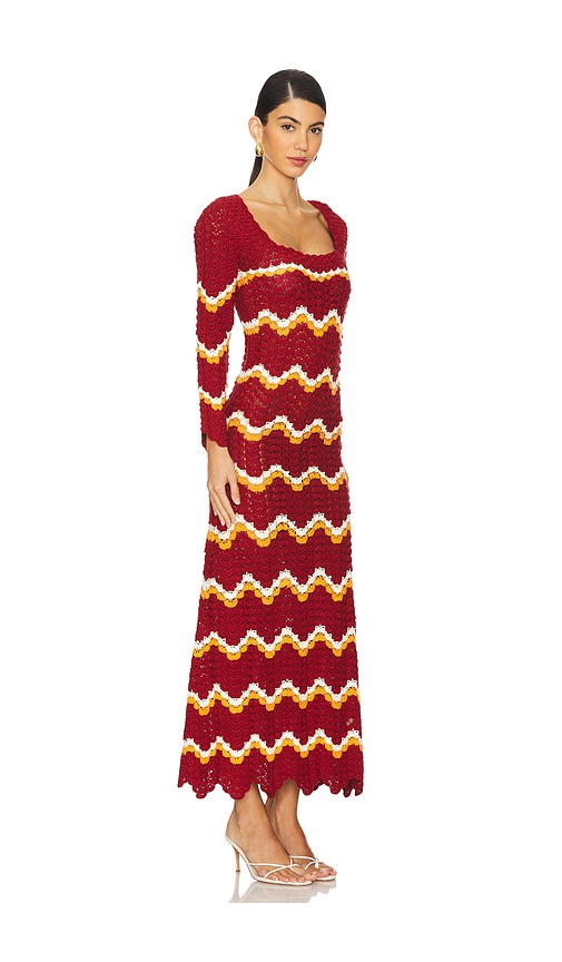 Shop Escvdo Sumac Maxi Dress In 酒红色 & 橙色