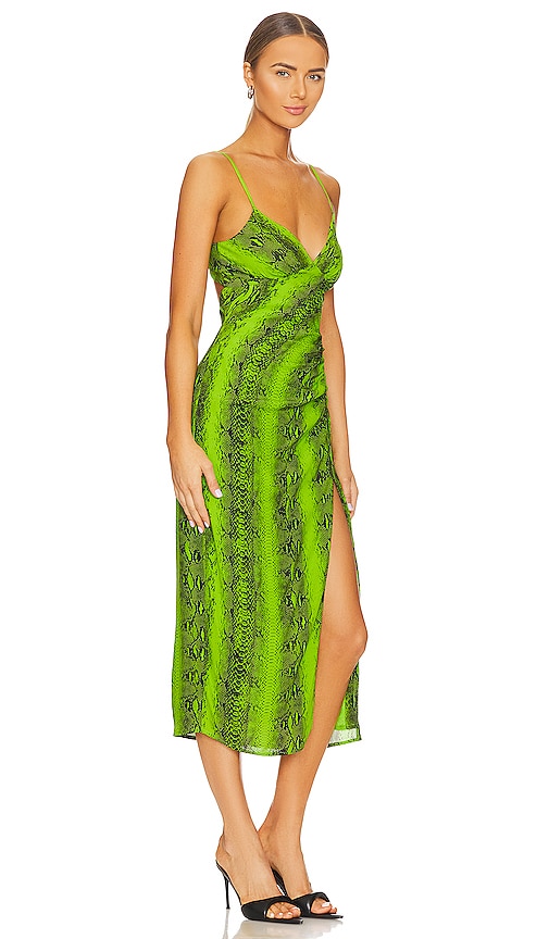 Shop Essentiel Antwerp Donatella High Slit Slip Dress In Green