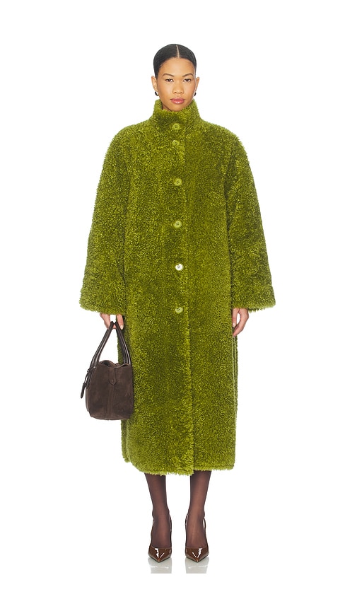 Essentiel Antwerp Ispot Faux Fur Coat In Green