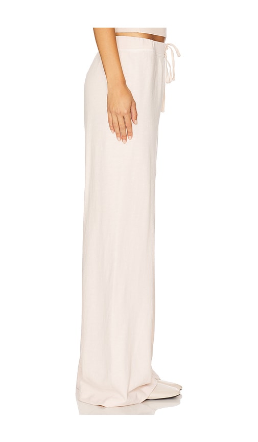 Eterne Drawstring Lightweight French Terry Wide Leg Sweatpant In White