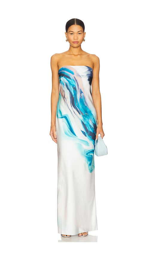Nessa Dress in White,Blue. - size 8 (also in 0, 10, 12, 2, 4, 6)