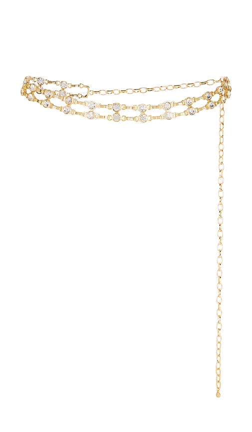 Shop Ettika Double Crystal Chain Link Belt In Metallic Gold