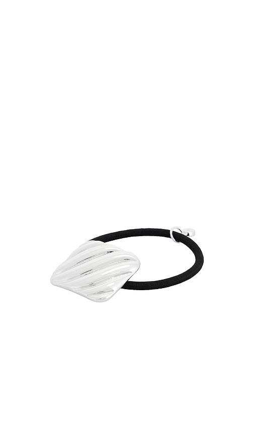 Shiny Square Hair Tie in Metallic Silver.