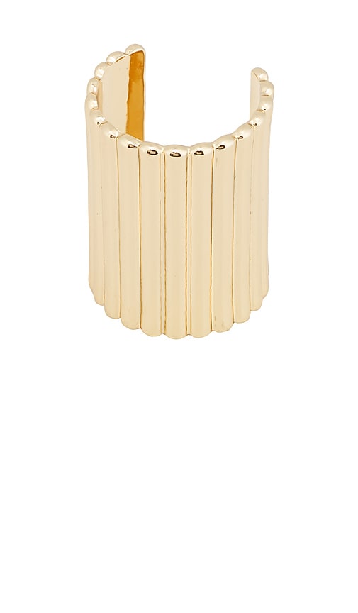 Golden Ribbed Ponytail Cuff in Metallic Gold.