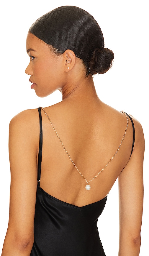 Ettika Pearl Pendant Back Body Chain in Pearl