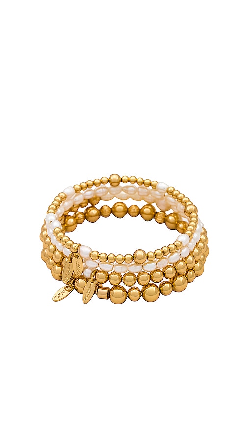 Ettika Beaded Bracelet Set In Gold