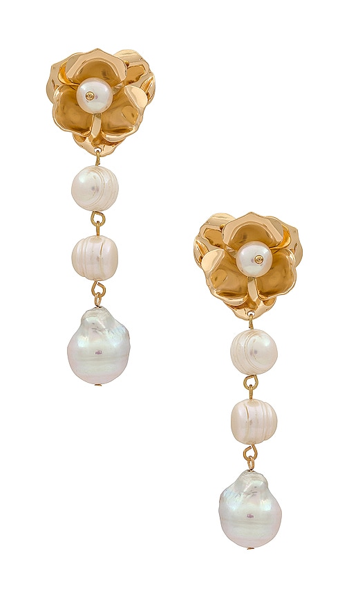 Ettika Pearl And Flower Earrings In Gold