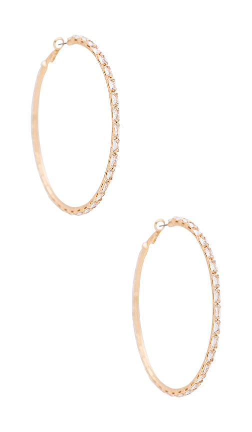 Ettika Crystal Baguette Hoop Earrings In Metallic Gold