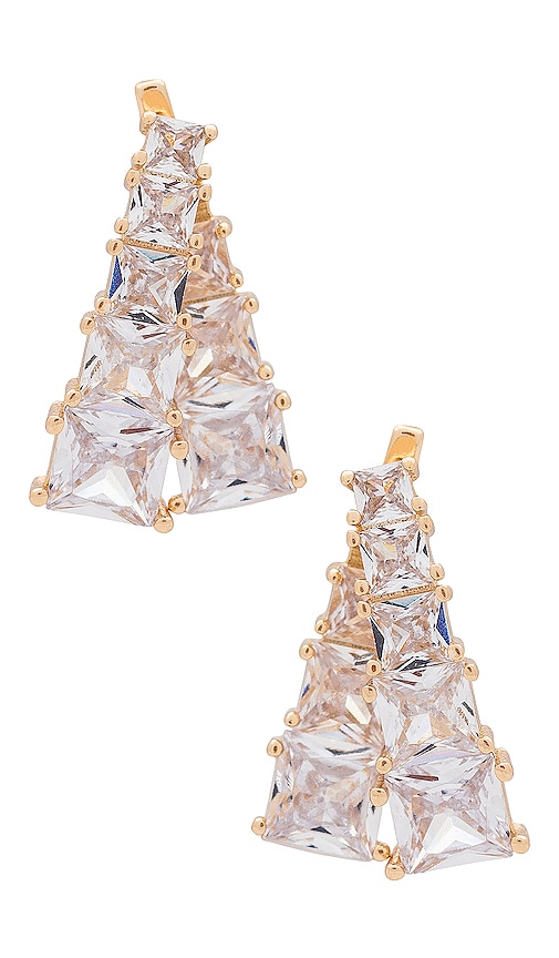 Ettika Crystal V-shape Stud Earrings In Metallic Gold