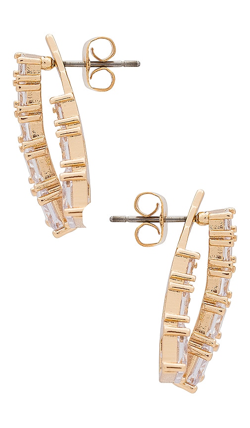 Shop Ettika Crystal V-shape Stud Earrings In Metallic Gold