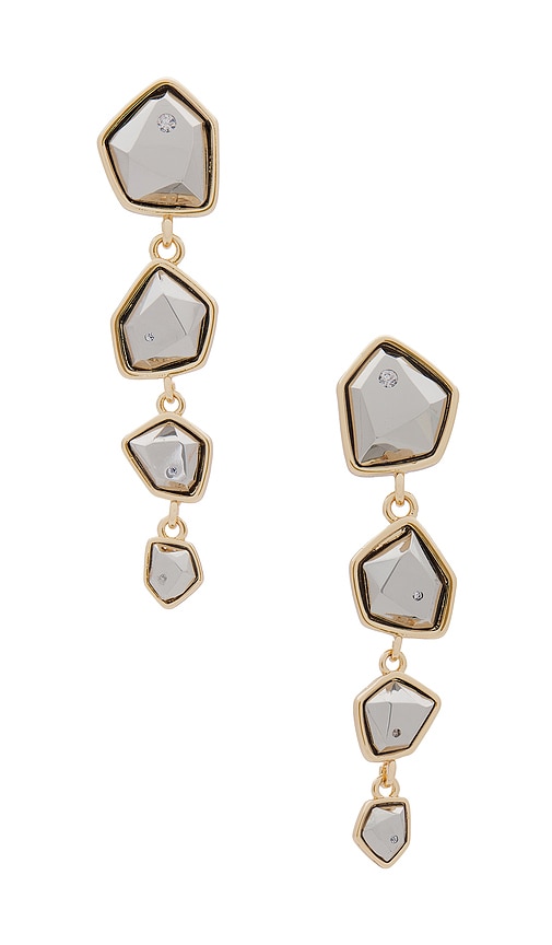 ETTIKA FACETED MIXED METAL DROP EARRINGS 