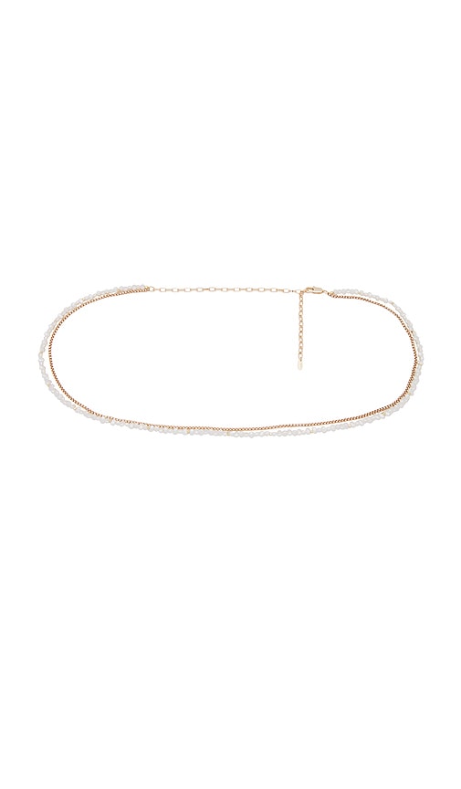 Shop Ettika Freshwater Pearl Beaded Double Layer Waist Chain In Metallic Gold