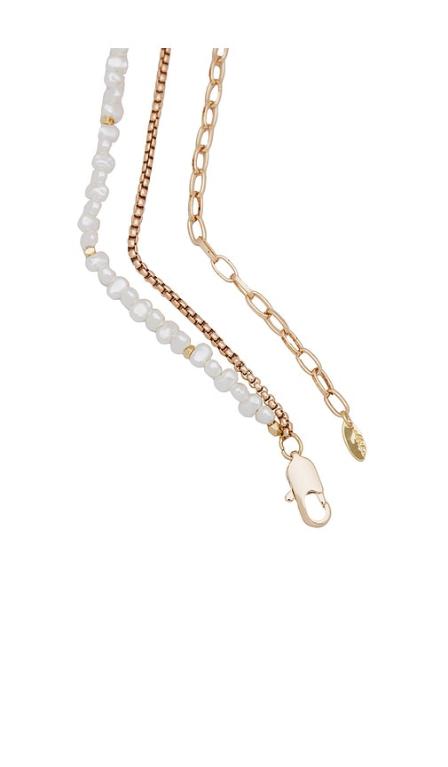 Shop Ettika Freshwater Pearl Beaded Double Layer Waist Chain In Metallic Gold