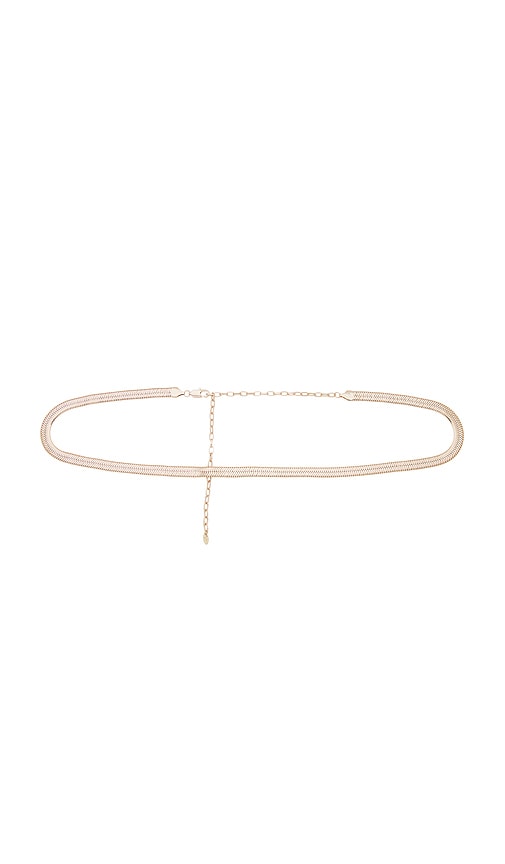 Shop Ettika Herringbone Waist Chain In Metallic Gold