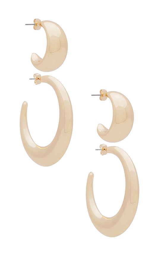 Shop Ettika Crescent Hoop Set In Metallic Gold