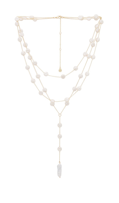 Shop Ettika Pearl Coin Layered Lariat Necklace In Ivory