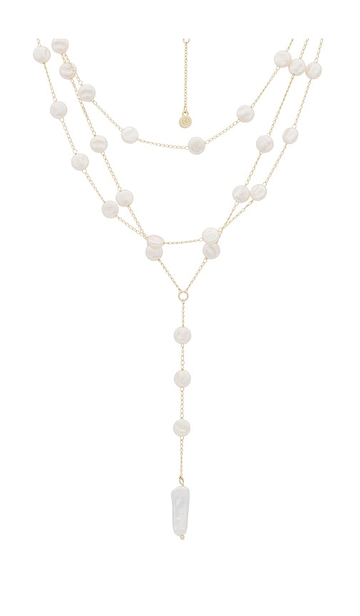 Shop Ettika Pearl Coin Layered Lariat Necklace In Ivory