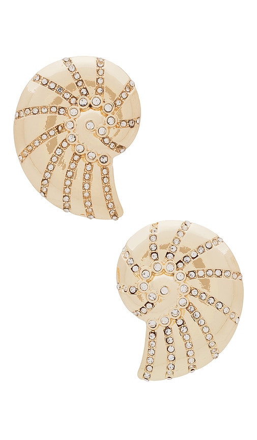 Shop Ettika Shell Earring In Metallic Gold