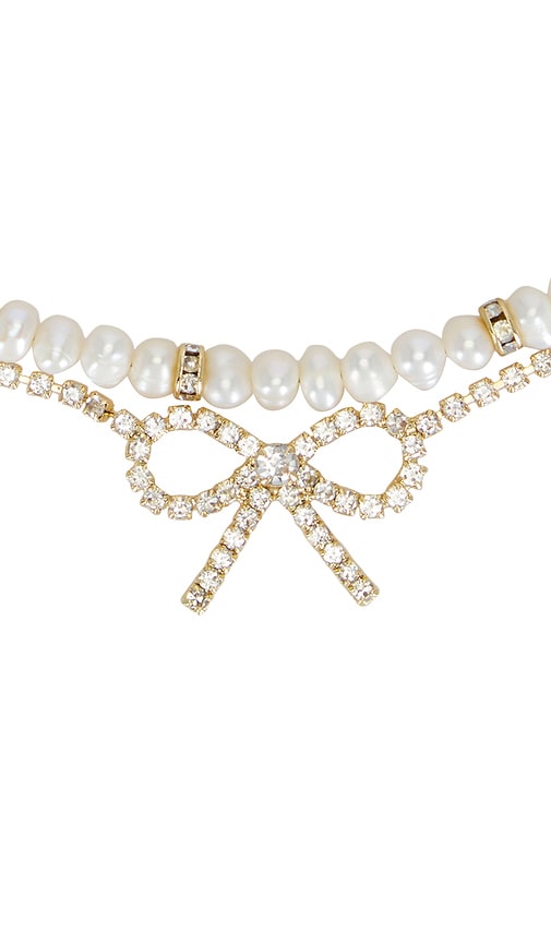 ETTIKA BOW AND PEARL LAYERED CHOKER 