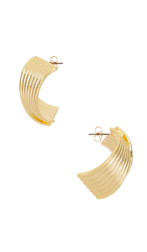 Shop Ettika Textured Lines Stud Earrings In Metallic Gold