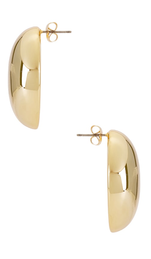 Shop Ettika Smooth Dome Earrings In Metallic Gold