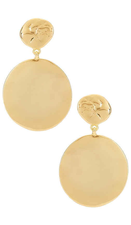 Shop Ettika Double Wavy Disc Earrings In Metallic Gold