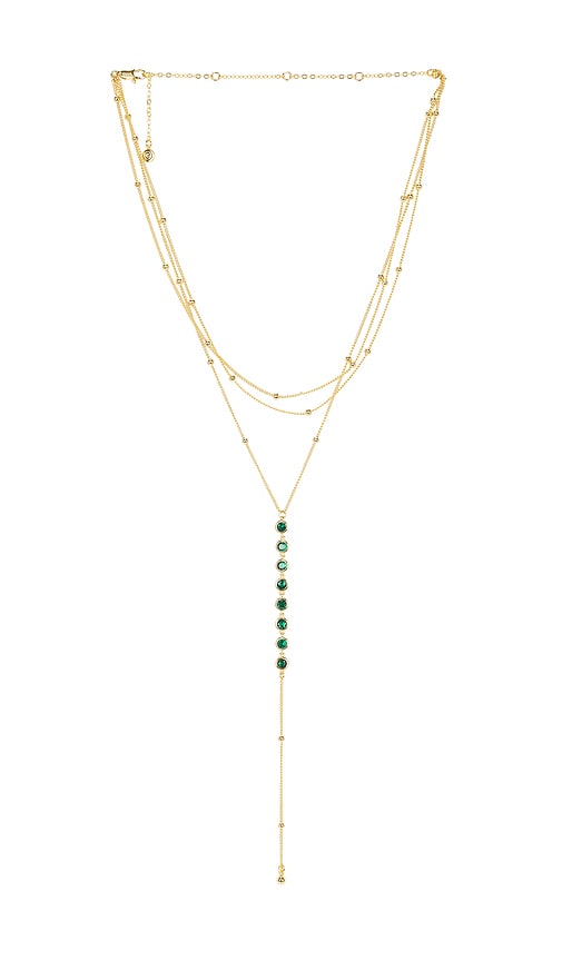 Ettika Lariat Necklace in Green & Gold