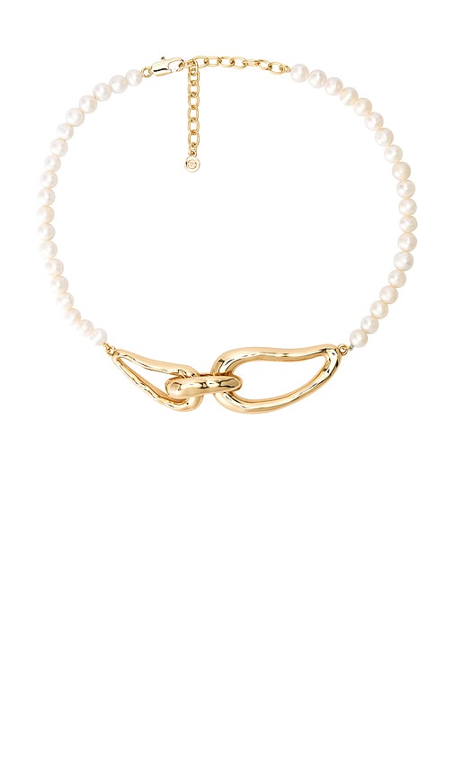Molten Muse Pearl Necklace in Metallic Gold.