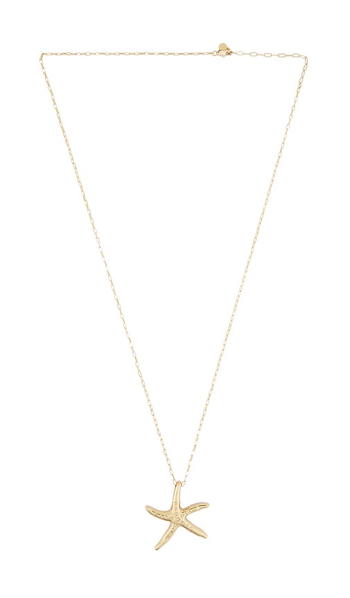 Starfish Link Chain Necklace in Metallic Gold.