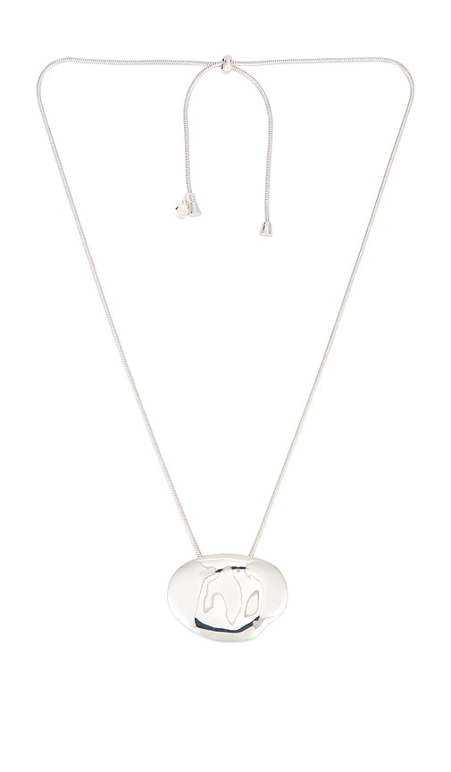 Molten Metal Pendant Necklace in Metallic Silver.