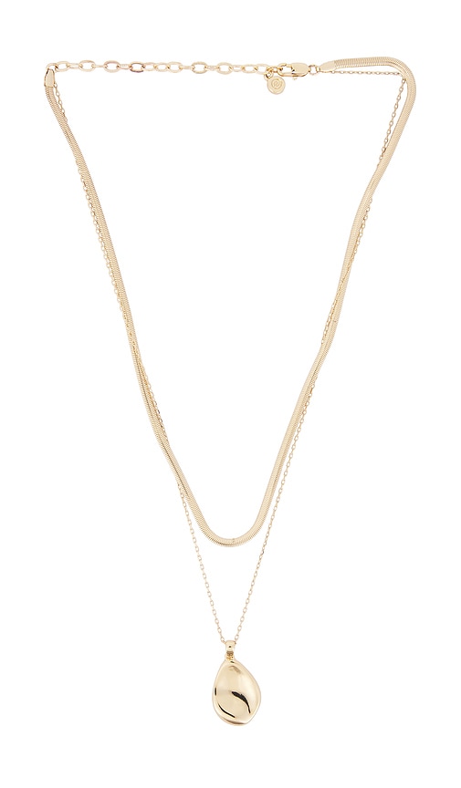 Layered Teardrop Pendant in Metallic Gold.