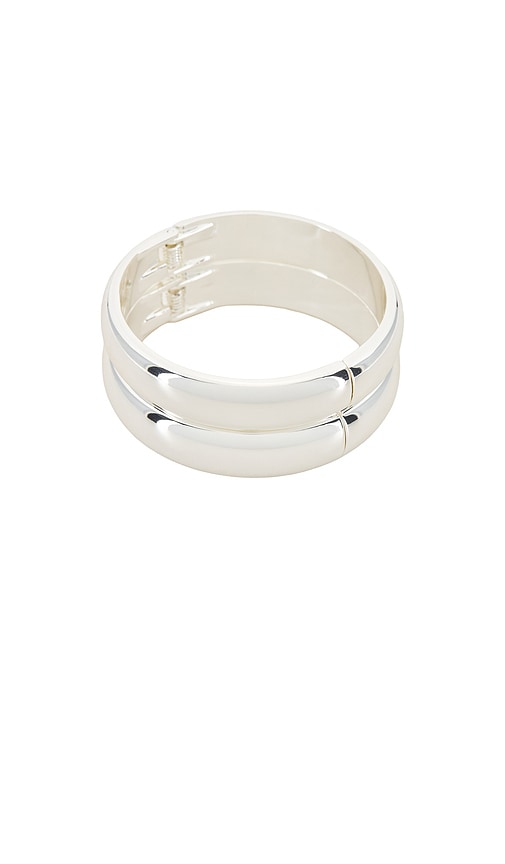 Ettika Simple Stack Bangle Set In Silver