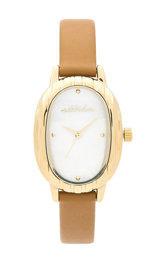 Ettika Harper Leather Watch In Brown