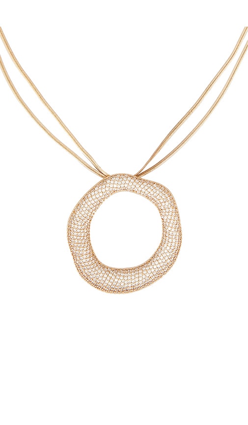  Ettika Open Circle Pave Necklace In Metallic Gold. 