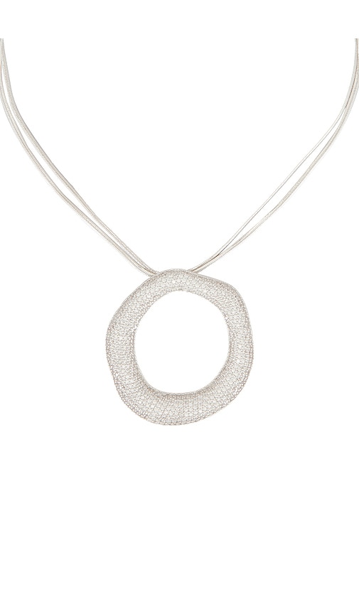  Ettika Open Circle Pave Necklace In Metallic Silver. 