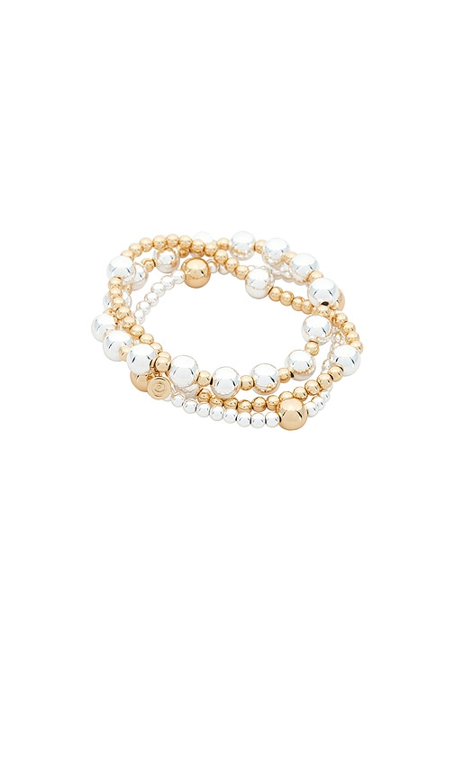  Ettika Armband-set Mixed Metal Bubble Line In Metallic Gold,metallic Silver. 