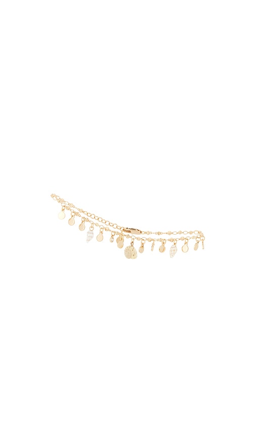 Ettika Let's Go Coastal 18k Gold Plated Anklet in Metallic Gold.