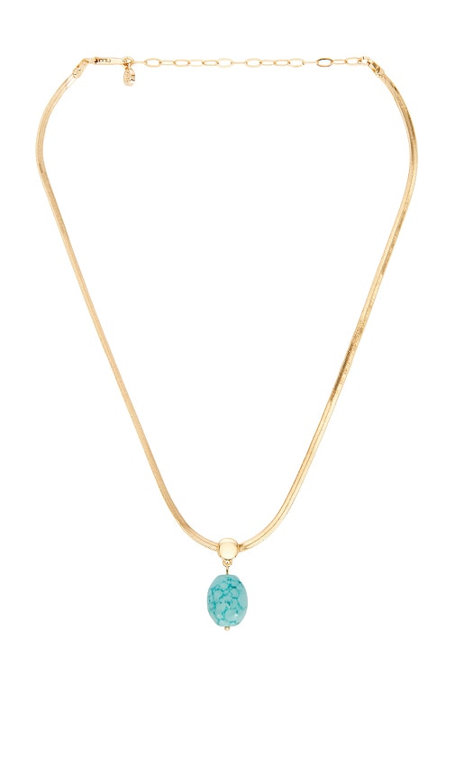 Ettika Turquoise Pendant Snake Chain in Metallic Gold.