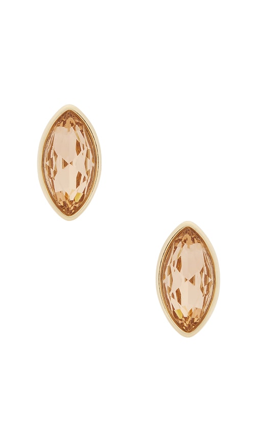 Ettika Crystal Marquise Stud Earrings in Metallic Gold.