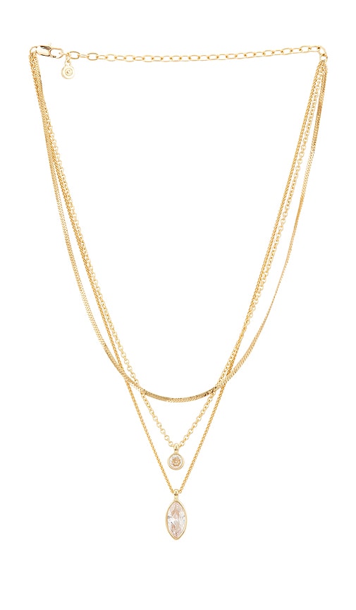 Ettika Classic Multi Stone Pendant in Metallic Gold.
