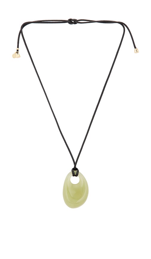Ettika Resin Drop Cord Necklace in Olive.