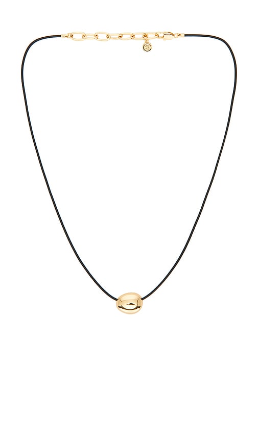 Ettika Polished Pebble Black Leather Pendant Necklace