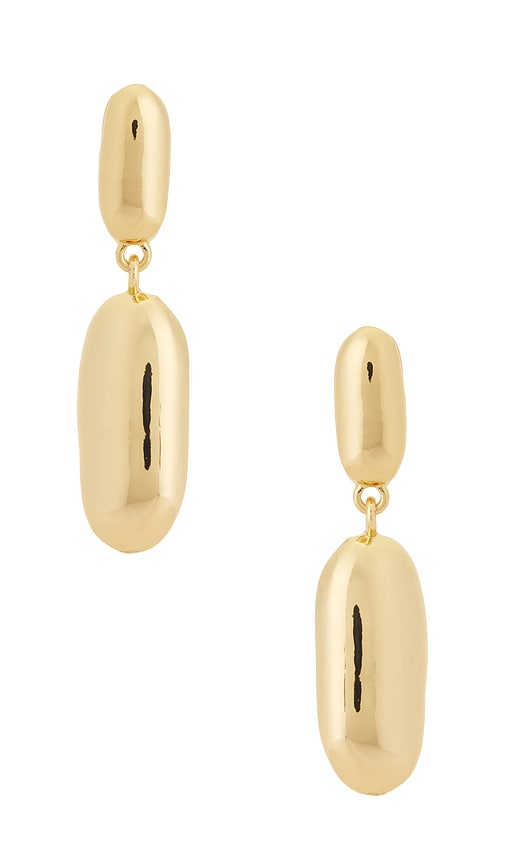 Ettika Gold Oval Drop Earrings in Metallic Gold.