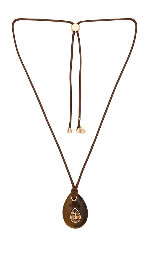 Ettika Teardrop Cord Necklace in Brown.