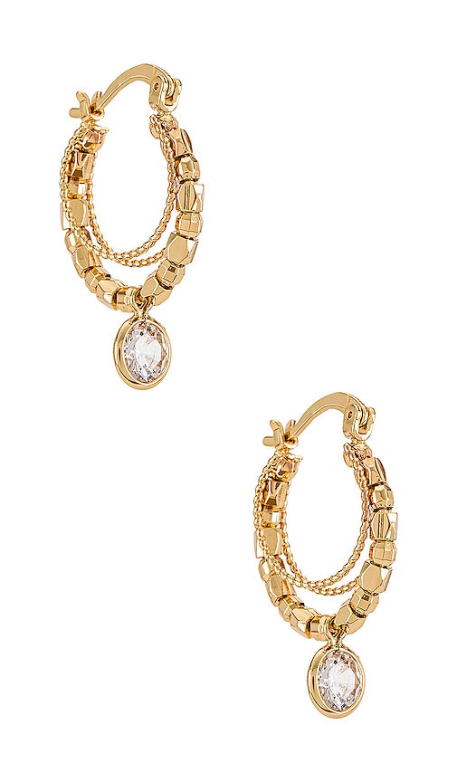 Ettika Embellished Hoop Earrings In Metallic Gold | ModeSens
