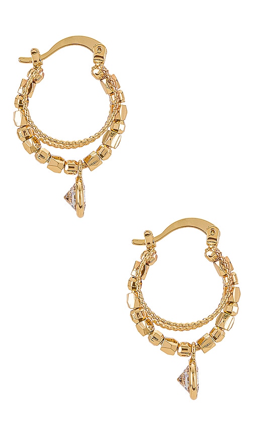 Ettika Embellished Hoop Earrings In Metallic Gold Modesens