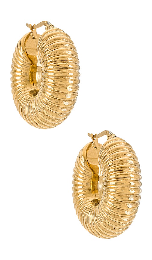 Ellie Vail Coria Textured Hoop Earring in Gold | REVOLVE