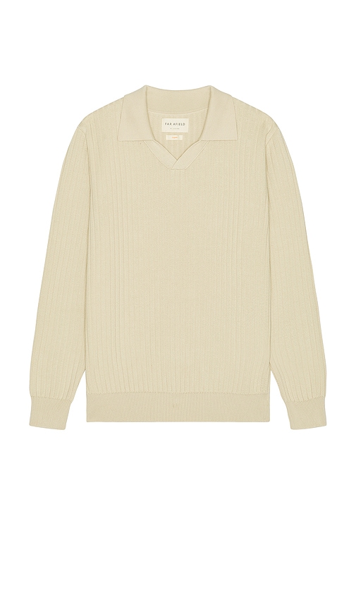 Clifford Knitted Ribbed Polo in Cream. - size L (also in M, S, XL/1X) - Far Afield - Modalova