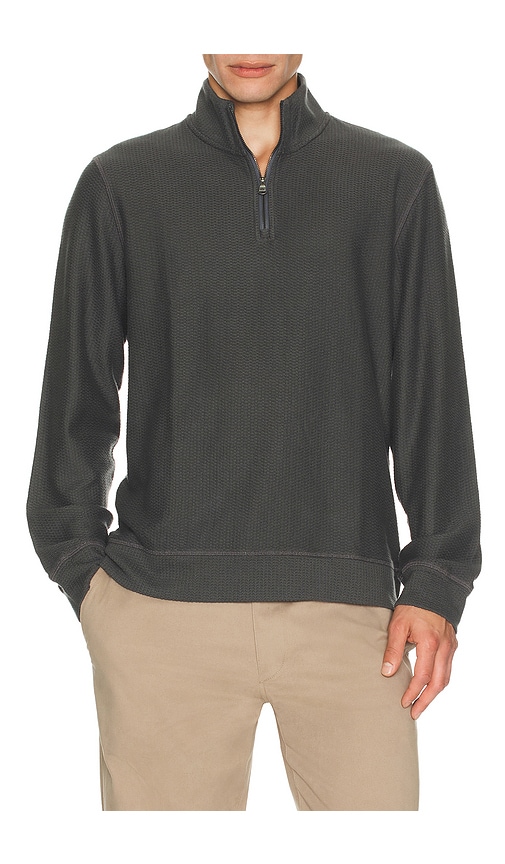  Faherty Pullover Mit Troyer-kragen Textured Knit In Charcoal. Größe S. Also In M. 