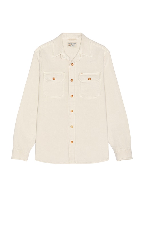 Shop Faherty Sunwashed Shirt Jacket In Sea Salt